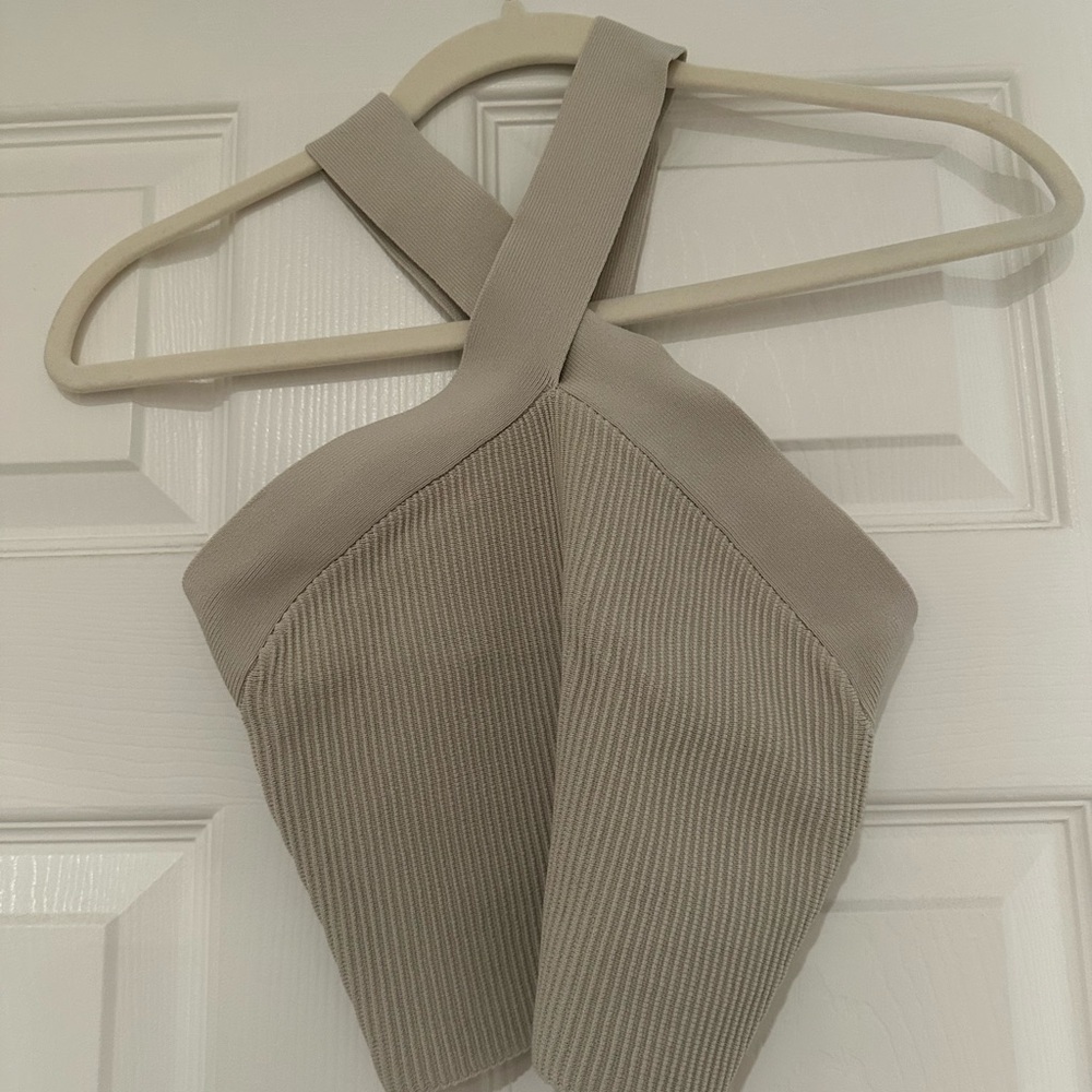Aritzia Beige Halter Neck Top